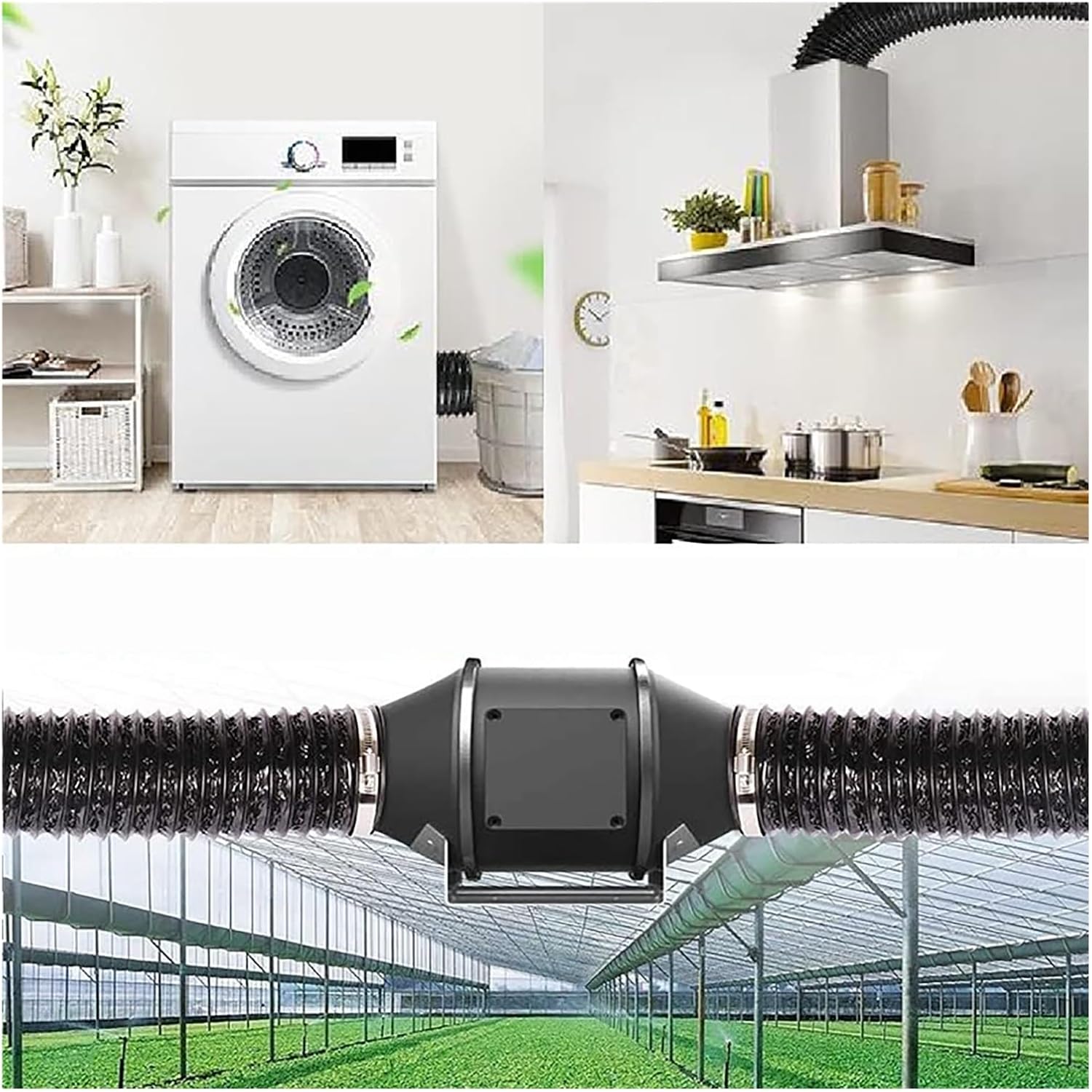 Dryer Duct Hose, Flexible Adjustable PVC Ducting, Central Air Conditioning Plastic Ducting, One-Piece Molding, for Schools, Kitchens, Fresh Air Duct(9cm/3.5in)