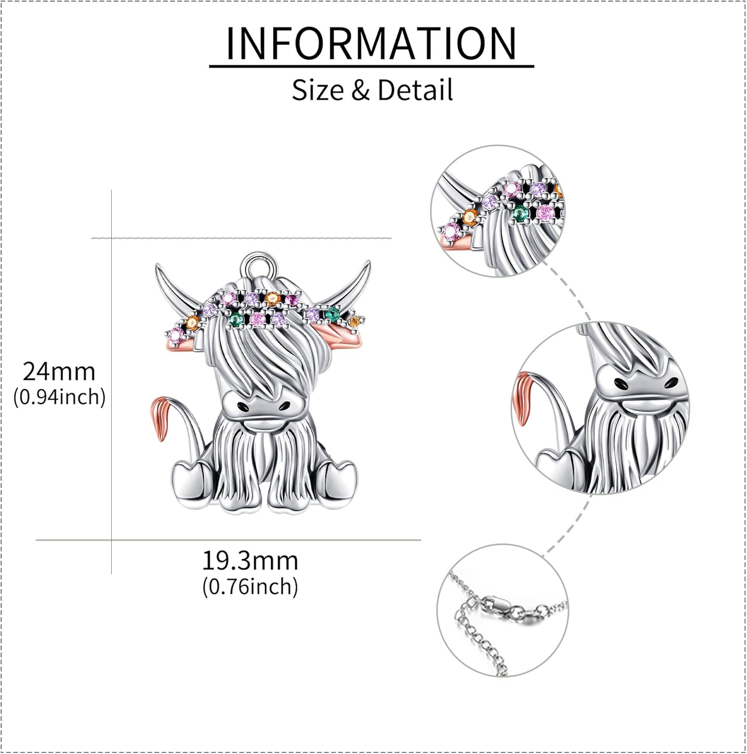 YAFEINI Animal Necklace S925 Sterling Silver Squirrel/Jellyfish/Raven/Duck/Hummingbird/Shark/Butterfly/Highland Cow Pendant Necklace Animal Jewelry Gifts for Women Mom Wife - Image 4