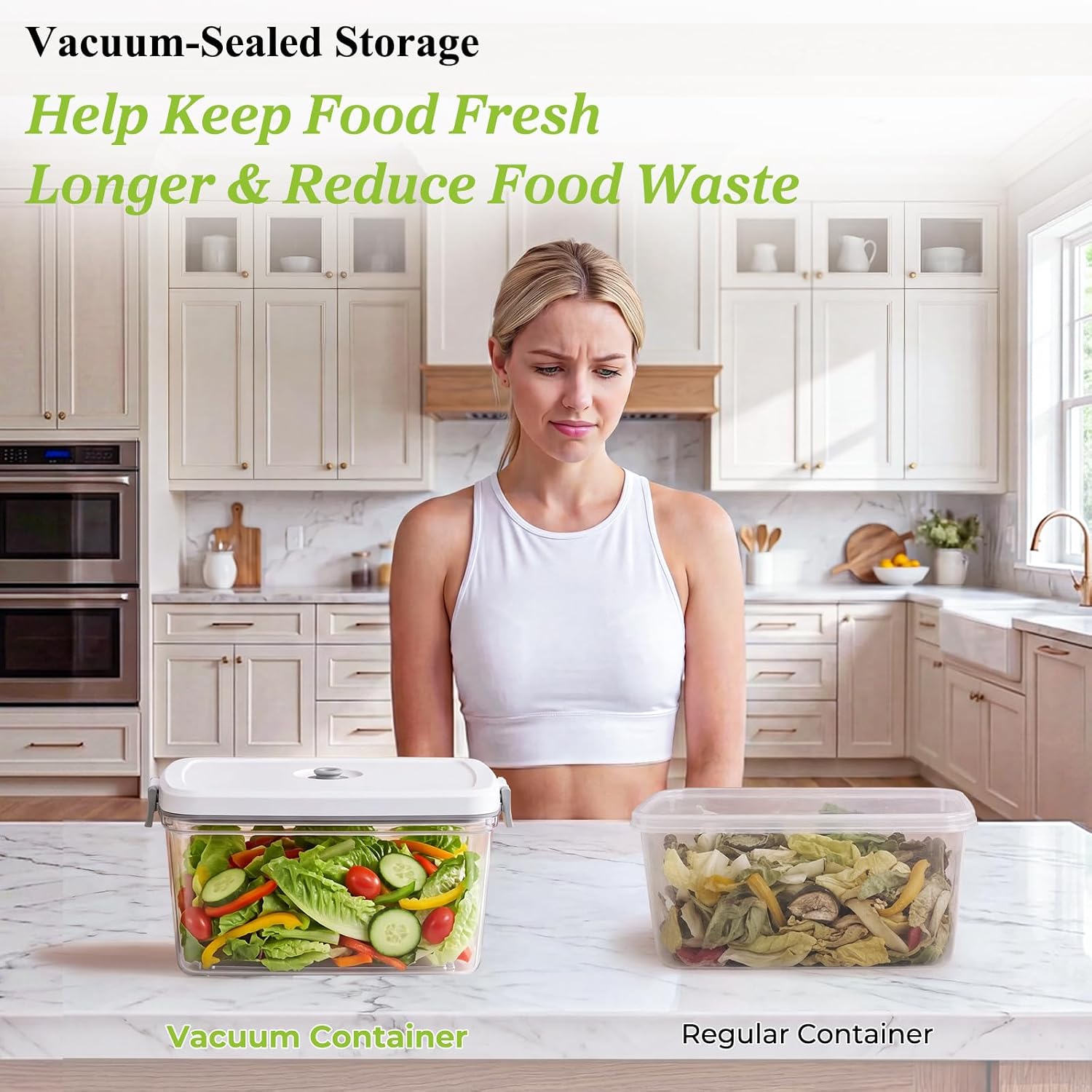 URPOWER Compact Vacuum Sealer Set, Handheld Vacuum Pump & Containers | 2 Vacuum Containers (34 fl oz & 68 fl oz) & Portable Vacuum Sealer Machine for Food Storage, Meal Prep, Travel & Kitchen Use