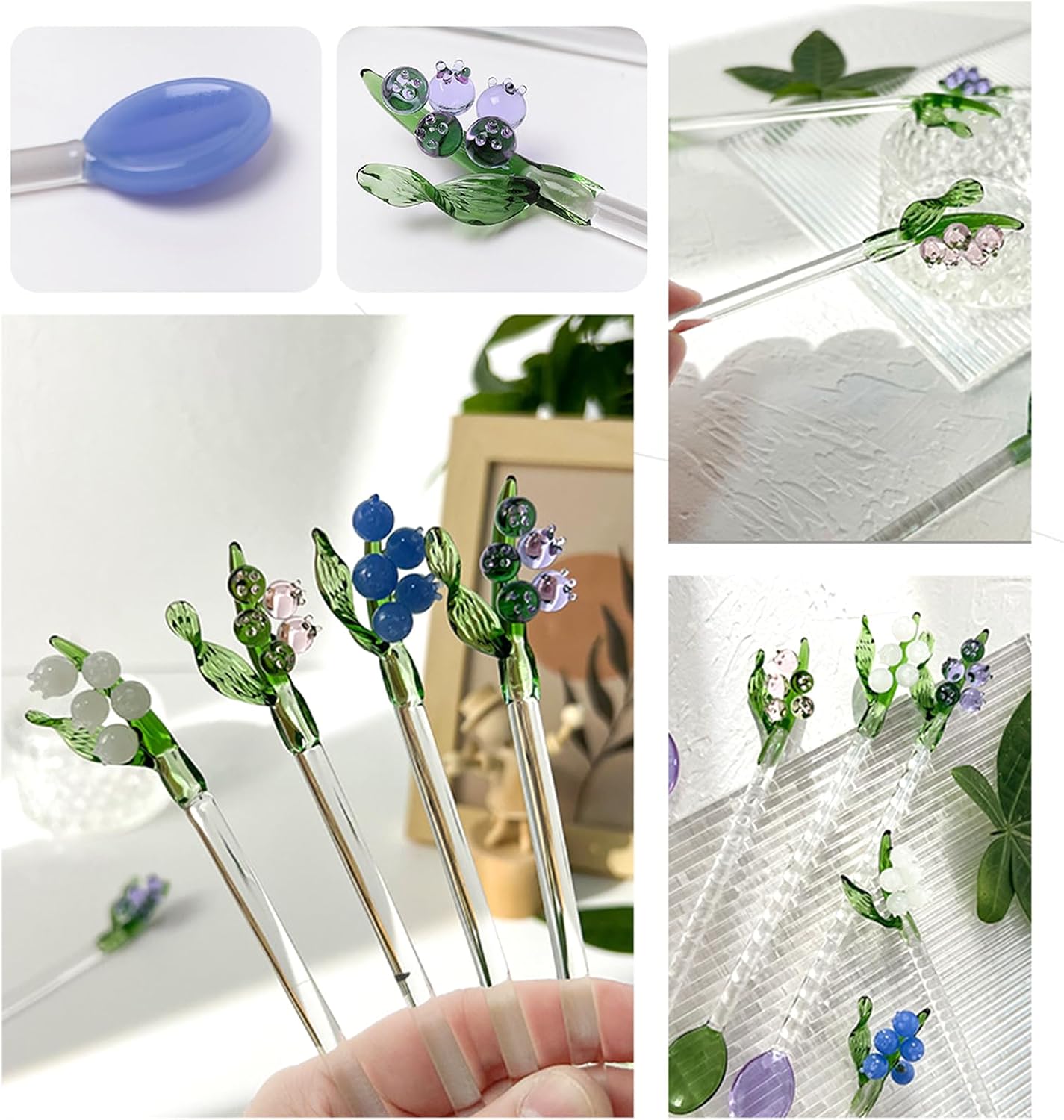 Clear Petites Teaspoon Restaurant Utensil Salt Spoon Bells Orchids Flower Stirring Rod Coffee Mixing Kitchen Coffee Mixing