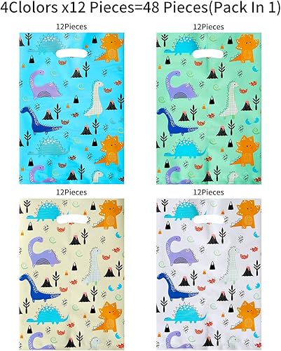 Miniatura 4 de HABILE 48 pieces plastic party favor bags, thicker plastic party candy bags with handles for all kinds of holiday parties (dinosaurs)