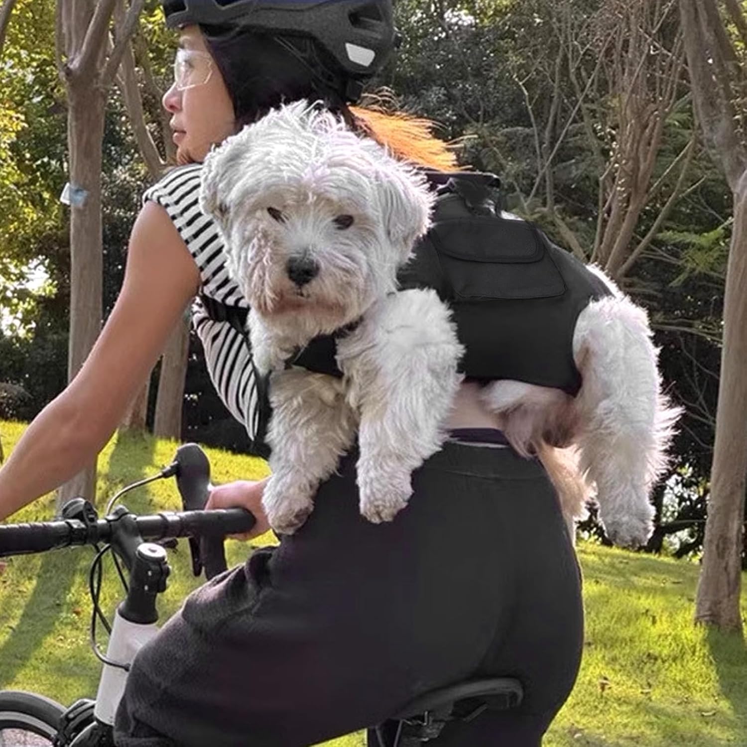 Dog Lift Harness, 2 in 1 Portable Breathable Dog Carrier, Adjustable Carry Sling with Traction Backpack and Treat Bag for Outdoor and Nail Trimming (XL)