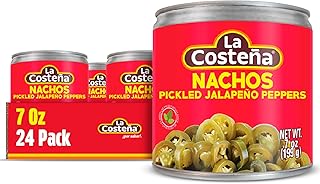La Costeña Sliced Nacho Jalapeno Peppers - Pickled Jalapenos - Jalapeno Pepper - Hot Peppers - Mexican Food, Guacamole, Spicy Nacho & Taco Toppings, Enchiladas & Salsa - 7oz, 24 Pack Canned Jalapenos