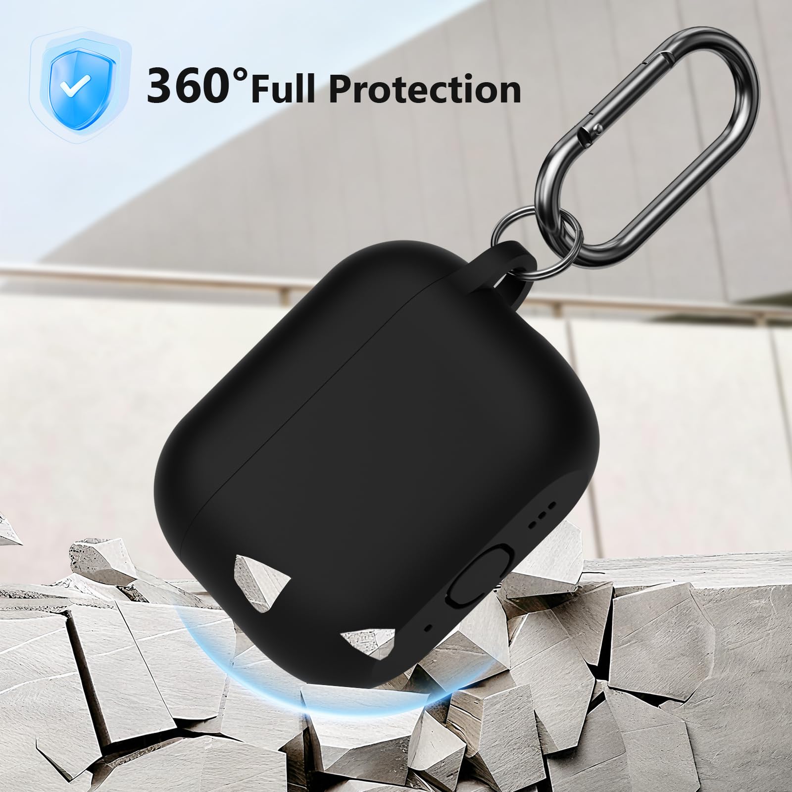 KOKOKA Funda de Silicona Compatible con AirPods Pro 3.ª Generación con Kit de Limpiador, Anti-rasguños, Anti-Polvo, Funda Case Silicona para AirPods Pro 3 con Mosquetón, LED Frontal Visible, Negro — view 5