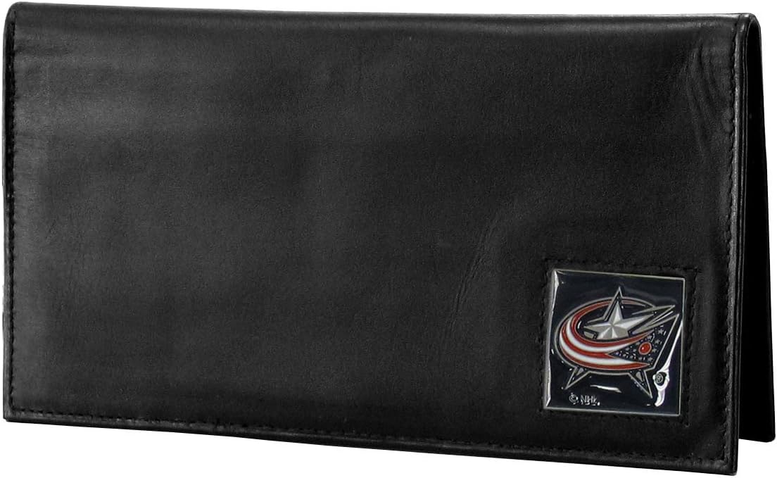 NHL Siskiyou スポーツファンショップ コロンバスブルージャケット デラックスレザー 小切手帳カバー ワンサイズ ブラック