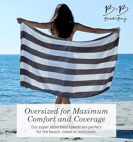 Miniatura 2 de Brook + Bay Toalla de playa sin arena, toalla de playa compacta, 35 x 78 pulgadas, toallas de playa de gran tamaño, a prueba de arena, toalla de