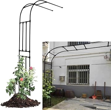 Half Side Garden Arch, Metal Wall Mounted Rose Arch, Half Round Garden Arches Pergola Arbor, Weighted Arch with Base, Metal Garden Arbors, Easy Loading and UnloadingBlack,90x240x40cm