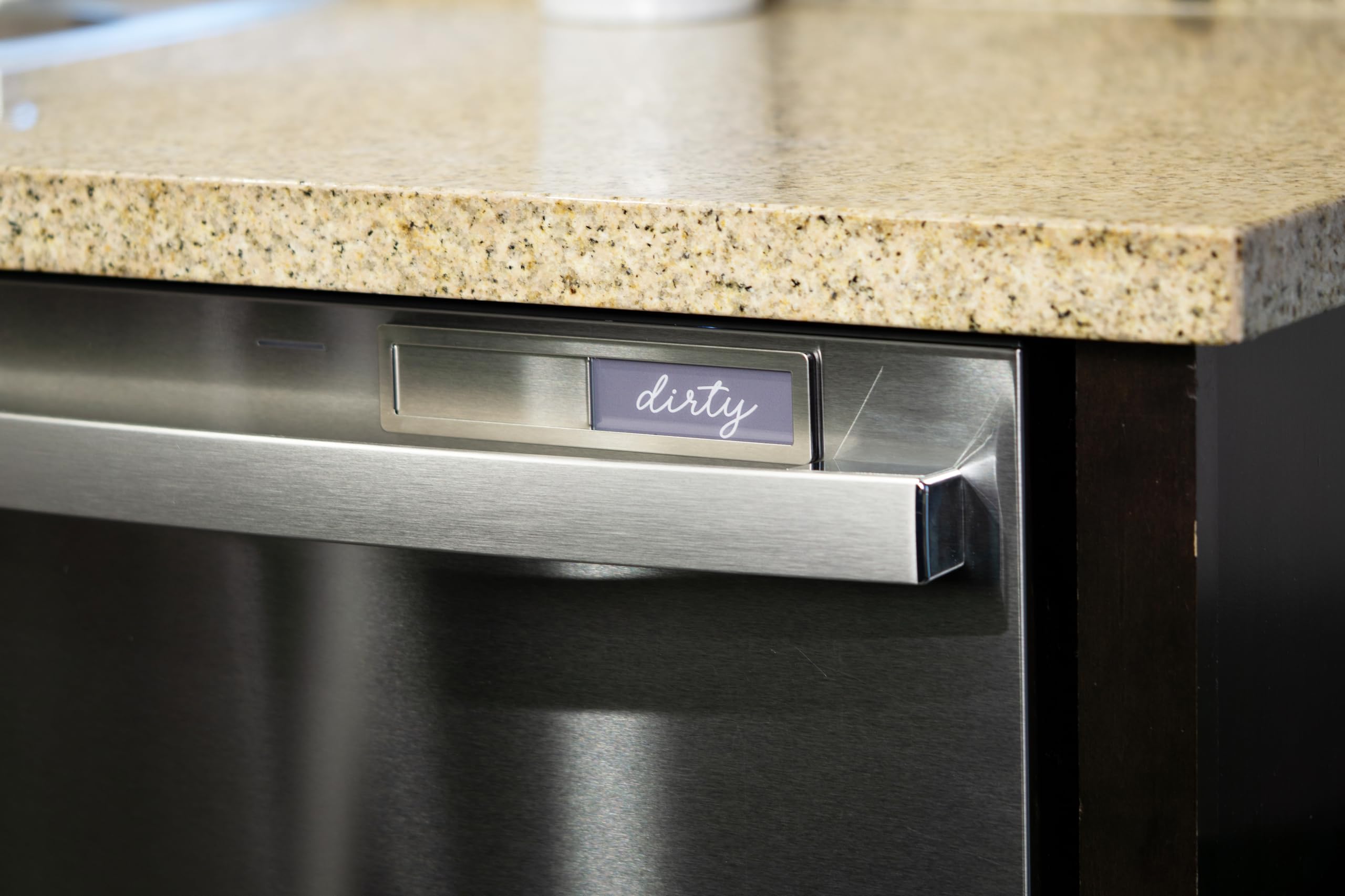 Magnete per lavastoviglie con scritta "Clean Dirty", in acciaio inox, con scritta "Clean Dirty" (lingua italiana non garantita), cartello magnetico pulito/sporco che dice pulito e sporco