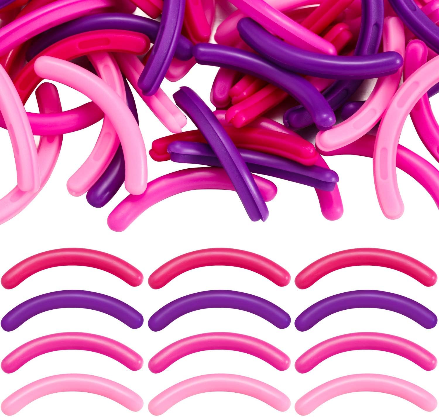 Mudder 80 Pieces Eyelash Curler Refills Eyelash Curler Pads Silicone Rubber Replacement Refills Pads for Universal Eye Lash(Rose Red, Purple, Pink and Dark Rose Red)