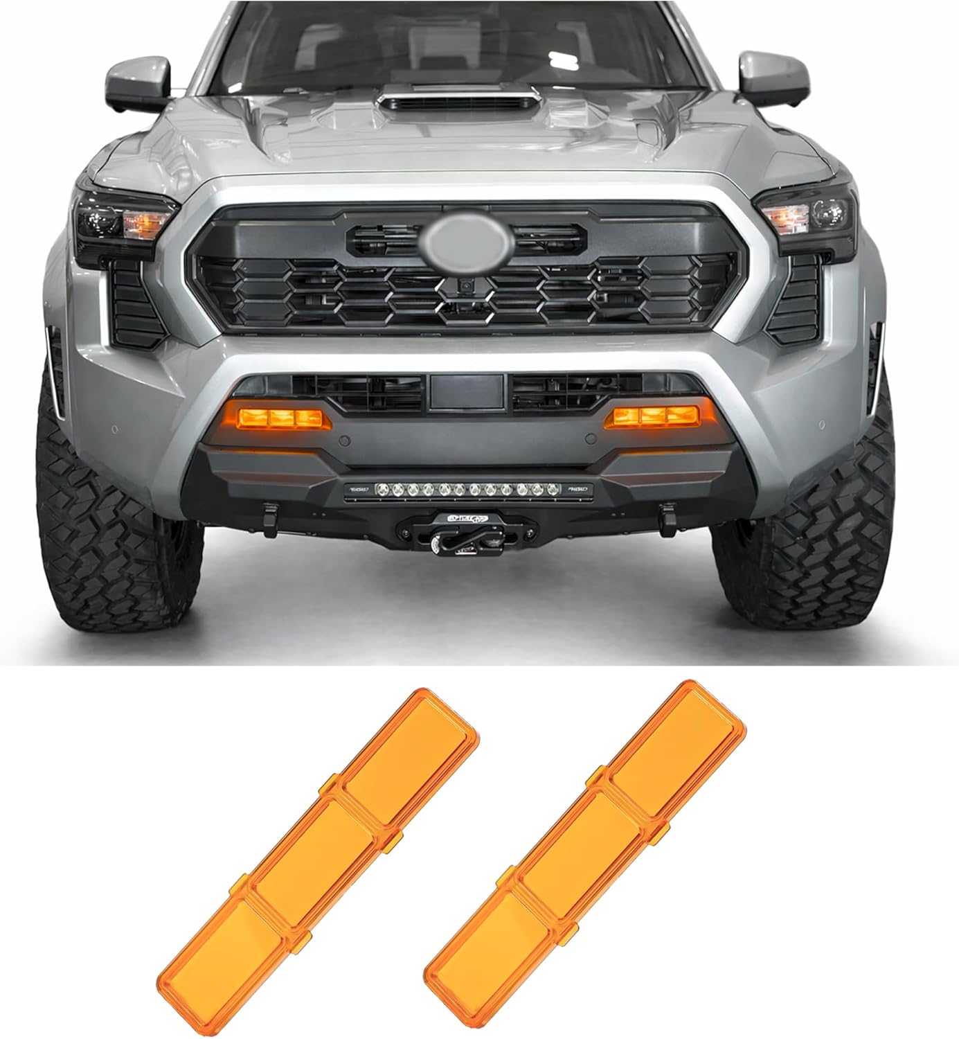 Fog Light Acrylic Lens Compatible with 2024-2026 Toyota Tacoma 4TH Gen Accessories, Clip in Front Fog Lamp Amber Translucent Lenses (Amber Lenses)