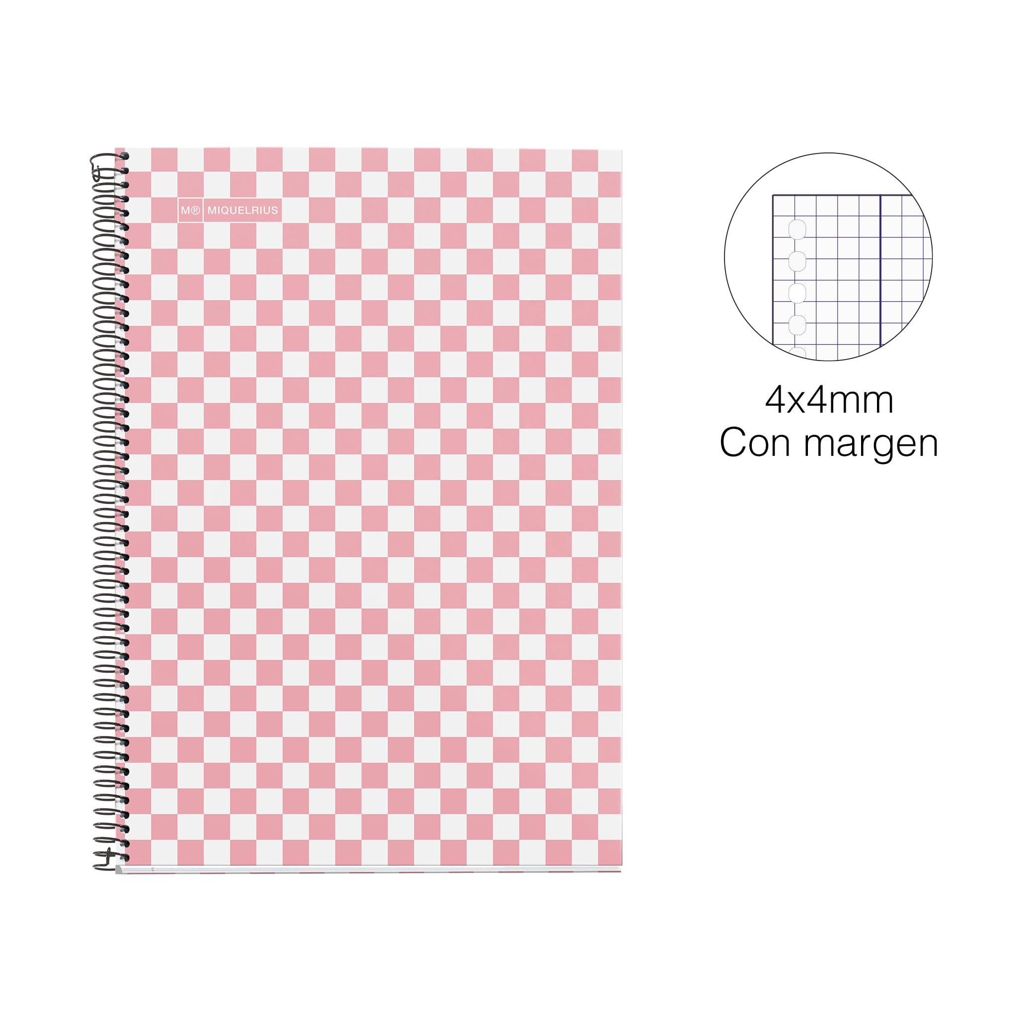 Miquelrius, School Notebook 4x4 mm, Folio Size (215 x 309 mm), 80 Sheets of 90 g/m², 4x4 mm Grid with Margin, Spiral Binding - Image 2