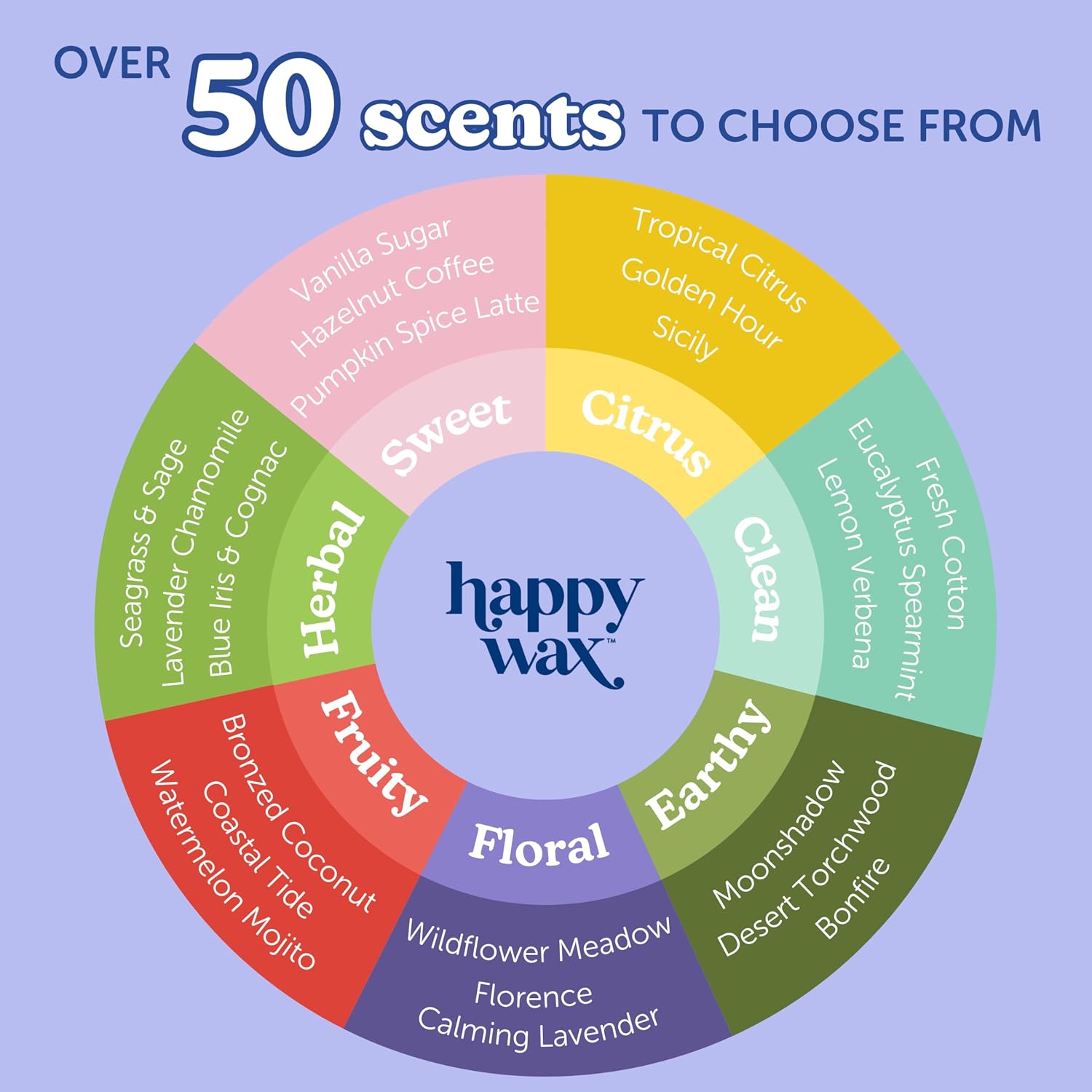 Happy Wax Floral Collection: Natural, Non-Toxic Scented Soy Wax Melts – Total 6oz Variety Pack: Summer Evenings, Lilac Petals, Wildflower Meadow