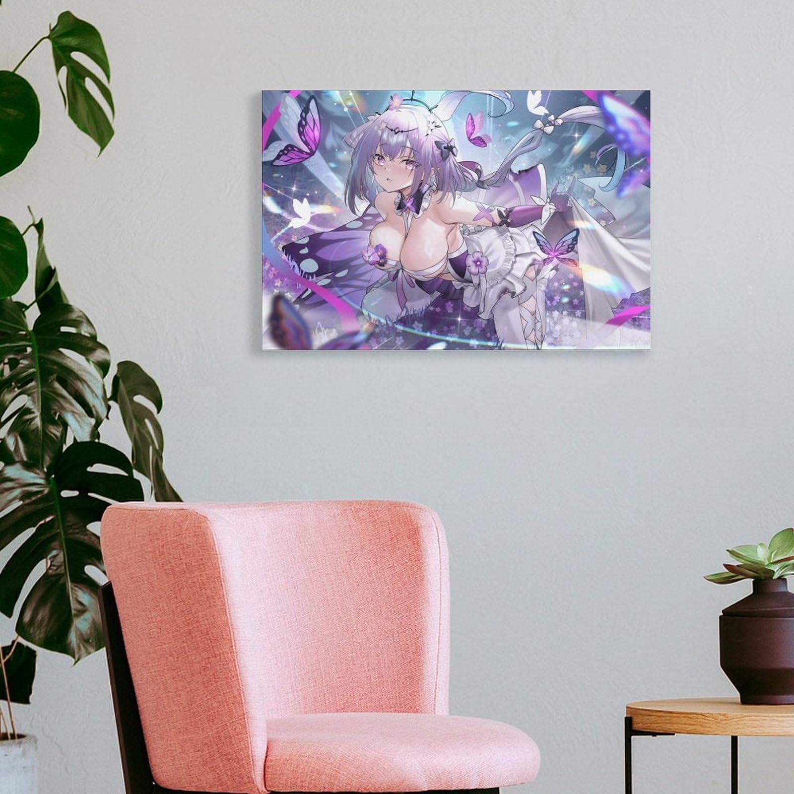 Large Anime Canvas Print - Purple Beautiful Waifu Artwork, Vibrant Pop Art Poster for Gamers & Modern Decor Frame-style-1 08x12inch(20x30cm): 12x18inch(30x45cm) Unframe-style-1