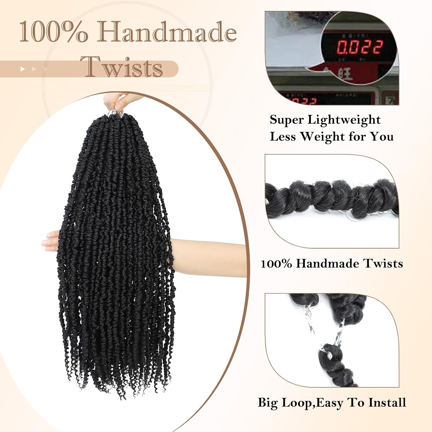 Pretwisted passion twist hair, 24 Inch 6 Packs Passion Twist Crochet Hair,Soft Pre twisted and Looped Crochet Braid Hair For Women,Long Black Curly Crochet Braids Twists(24",1B#)