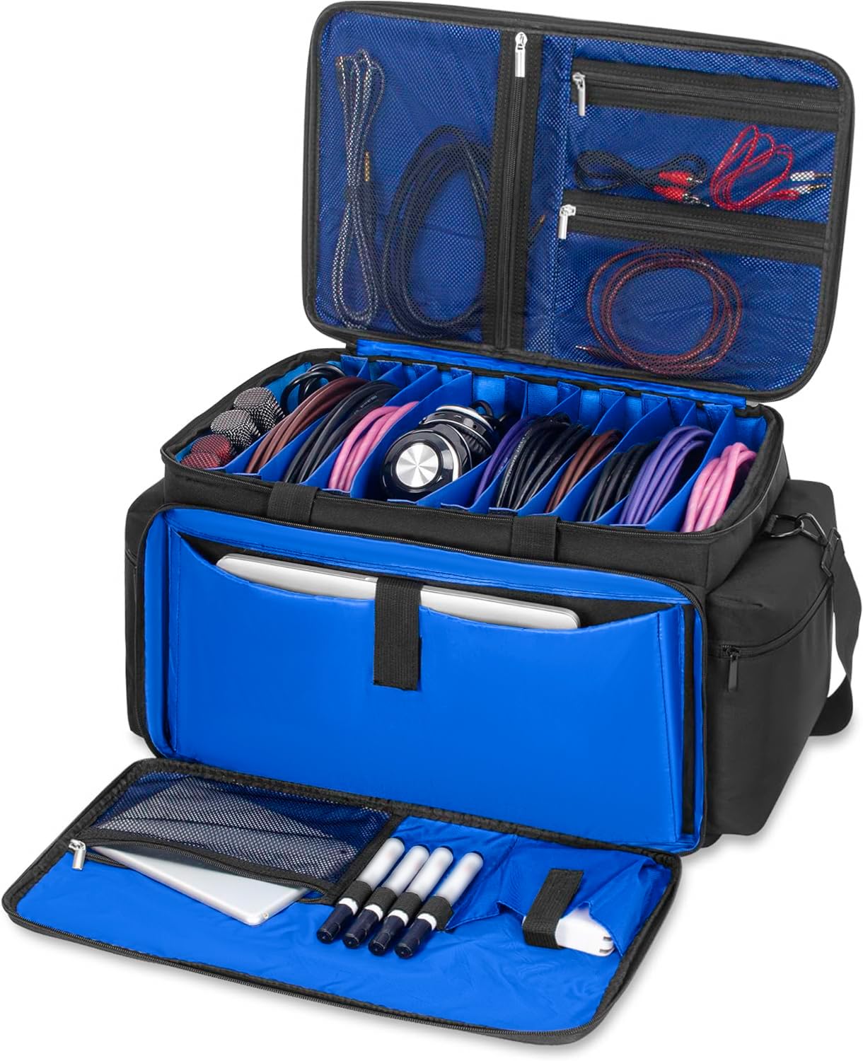 AKOZLIN Borsa per file per cavi con divisori staccabili DJ Gig Bag organizer per laptop, attrezzatura da DJ, accessori per apparecchiature musicali