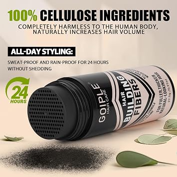 Hair Thickening Fibers&Pump Applicator Set Professional Hair Styling Set- Hair Fibers Barber Enhancement Spray for Mens Hair&Beard- Hairline Enhancer & Volumizing Spray Barber Enhancement Card(Black)