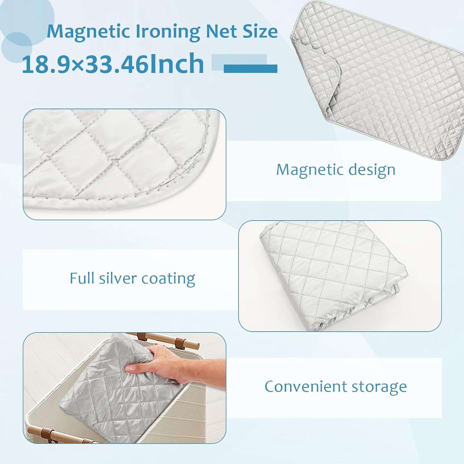 6 Pcs Portable Ironing Mat Set, Foldable Iron Mat for Ironings, Iron Pad, Magnetic Ironing Mats for Table Top for Travel Office Student Dormitory (with Silicone Irons Holder & 4 Heat Resistant Mesh)