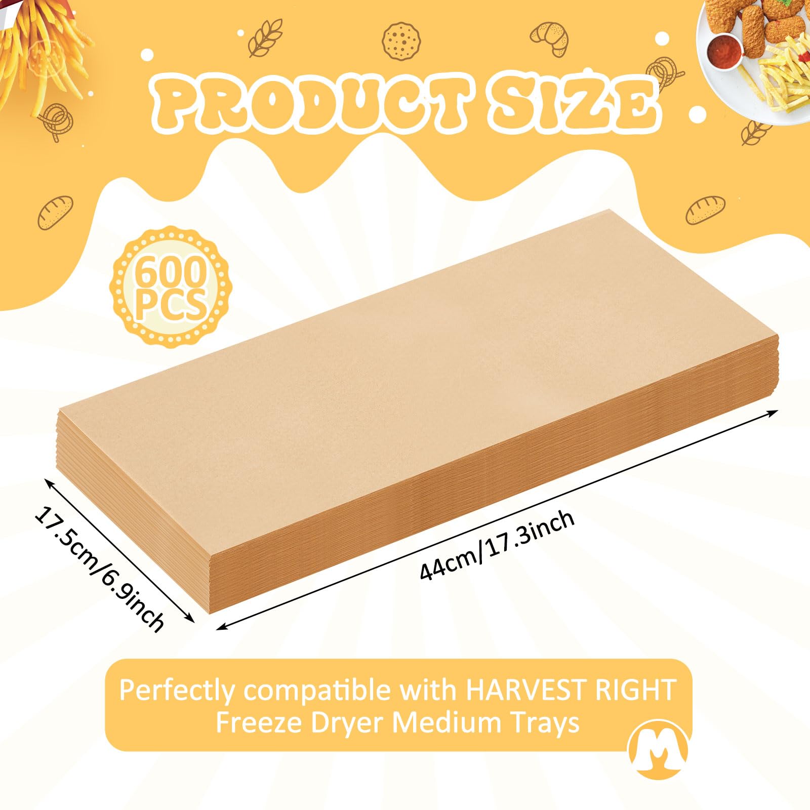 600 Pcs Freeze Dryer Tray Mats Compatible with Harvest Right Parchment Paper Trays Non Stick Freeze Dryer Accessories (Medium 17 x 6.8