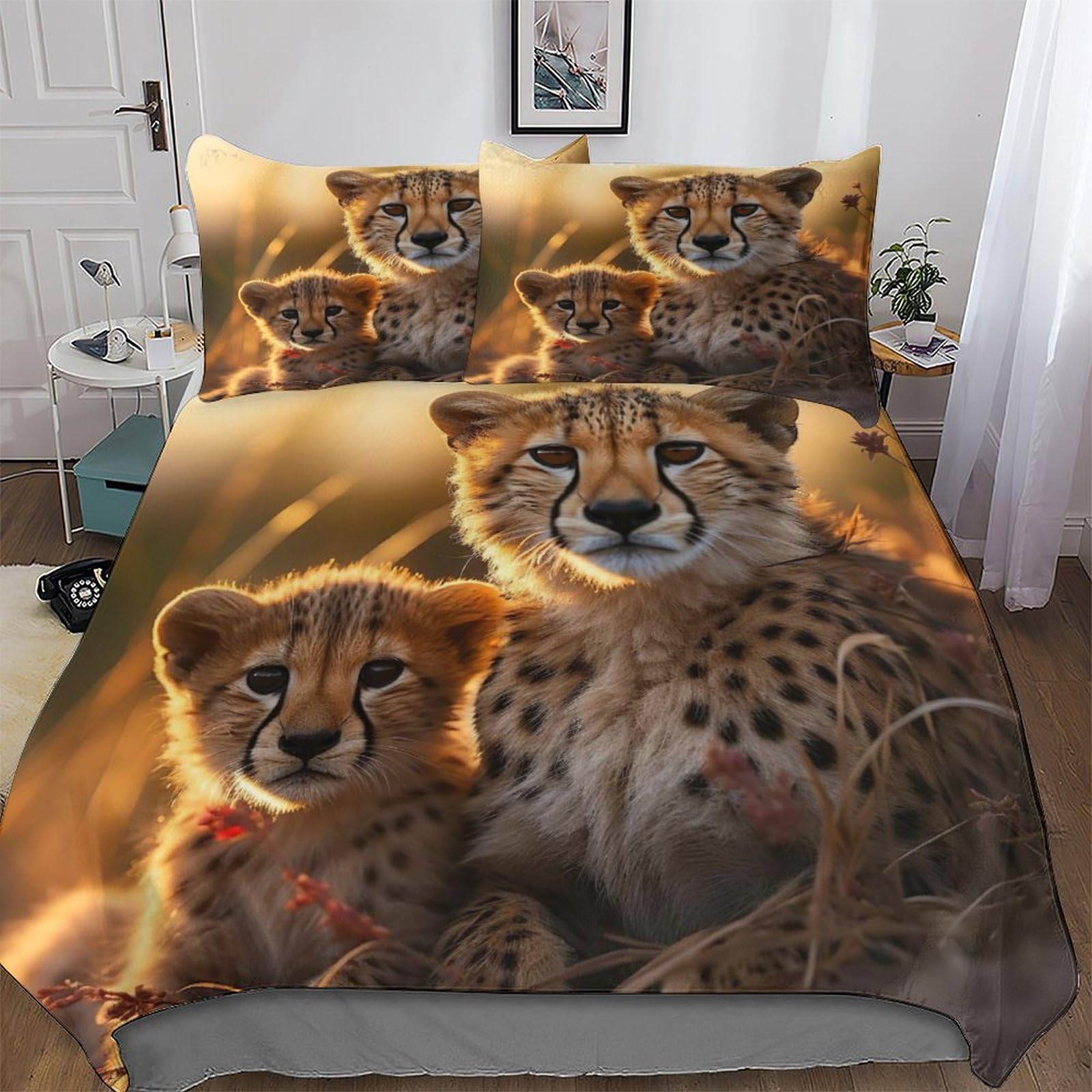 Parure de lit léopard en microfibre douce King 220x240cm pour un confort absolu