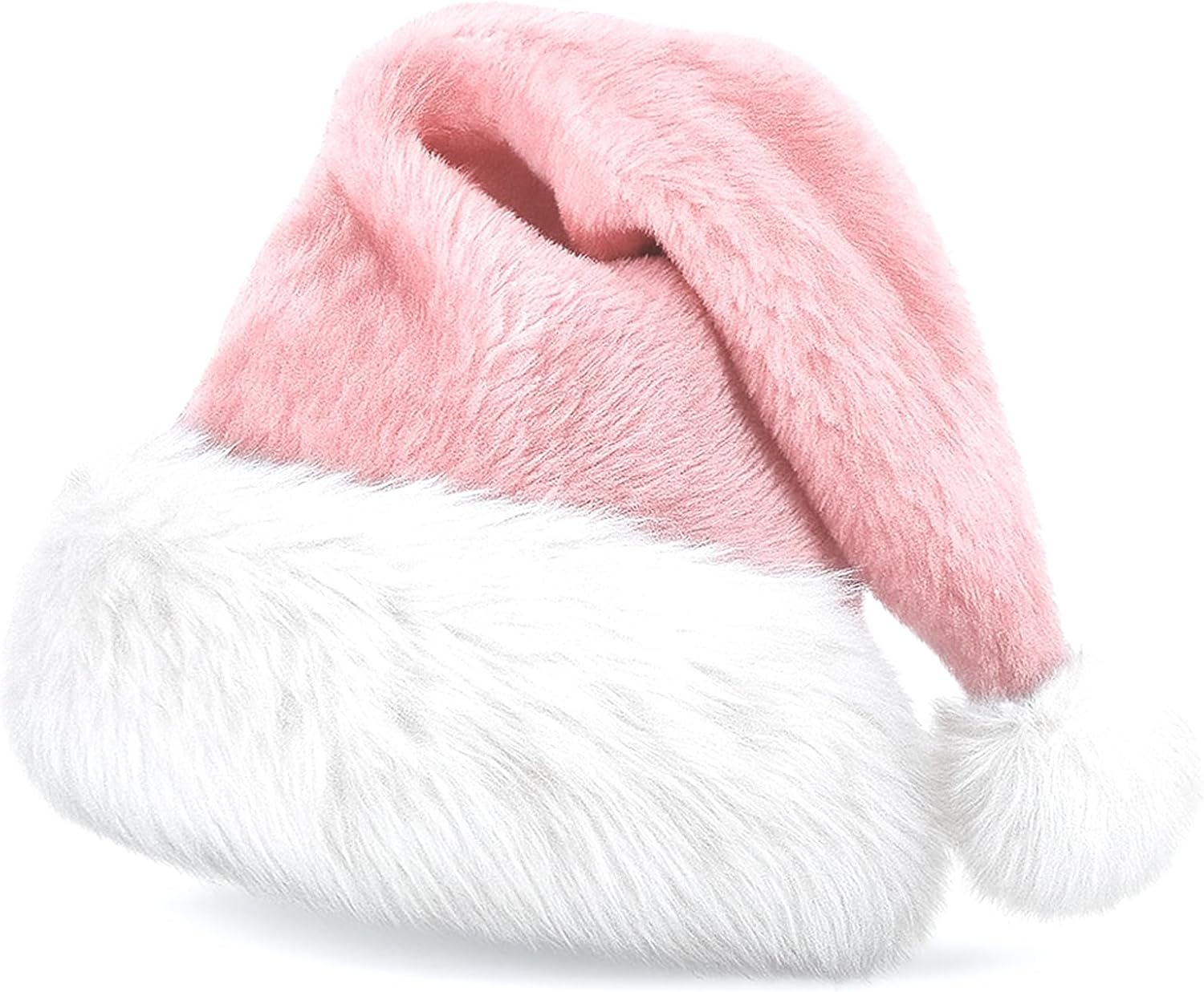 Christmas Santa Hats for Adults, Unisex Holiday Pink Velvet Comfort Xmas Hat Classic Santa Hat for Xmas New Year Festive Party (Pink)