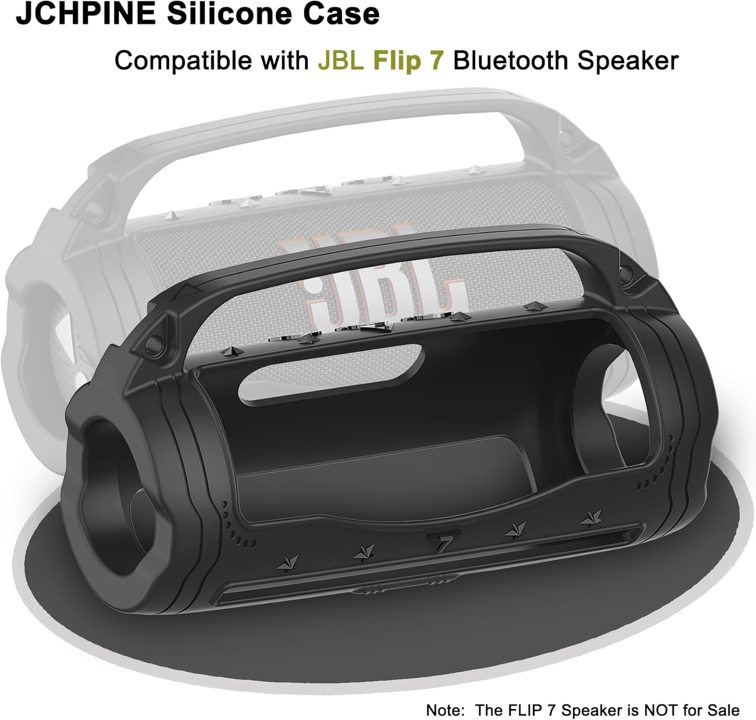 JCHPINE Silicone Cover Case for JBL Flip 7 Portable Speaker, Accessories for JBL Flip 7 Protective Case with Silicone Handle (Black) - Image 2