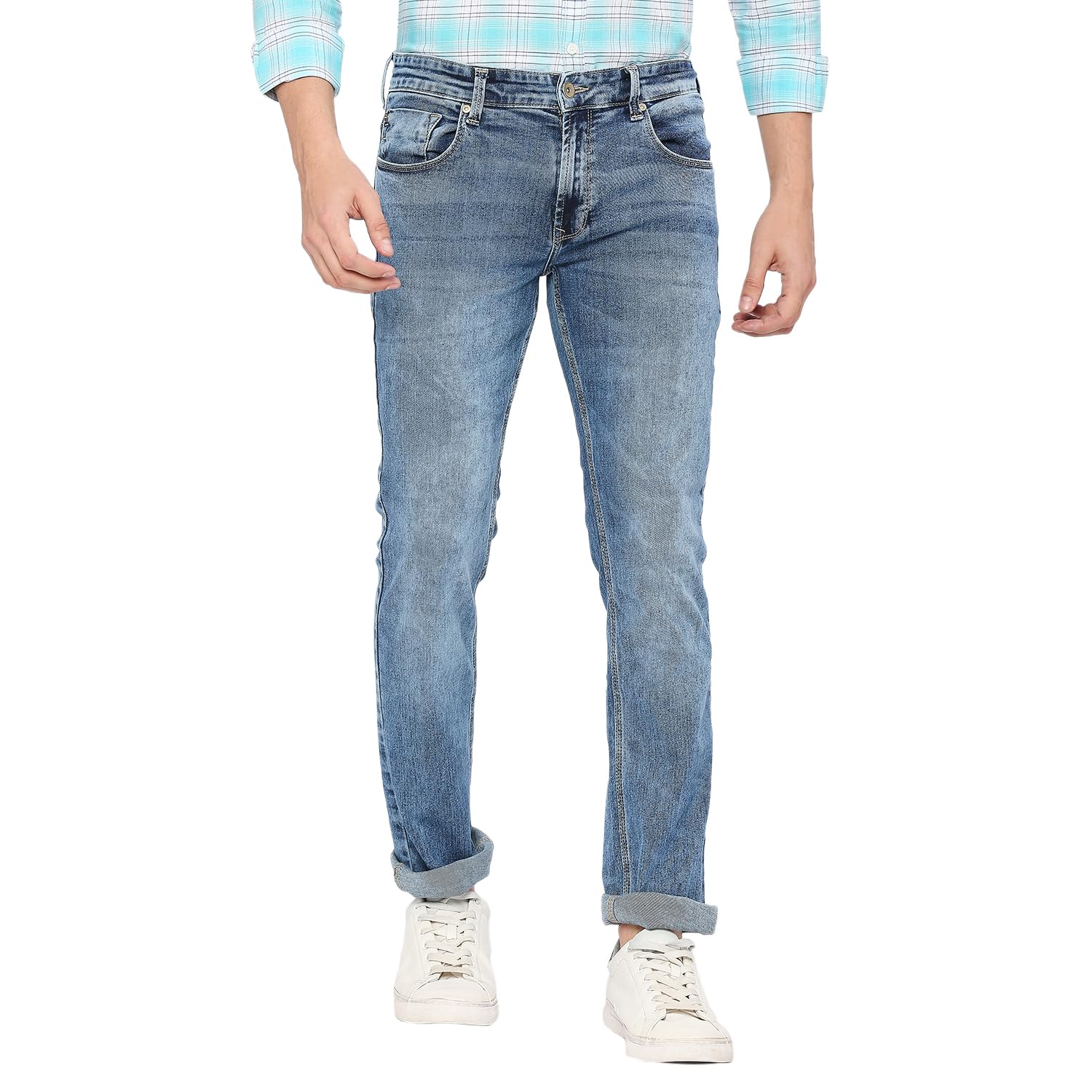 spykar Mid Wash Cotton Stretch Slim Fit Men's Jeans-picture-24