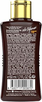 Eda Taşpınar Bronzlaştırıcı Koruyucu Yağ SPF 15 | Seyahat Boy | Travel Size | 50 ml / 1.7 fl oz