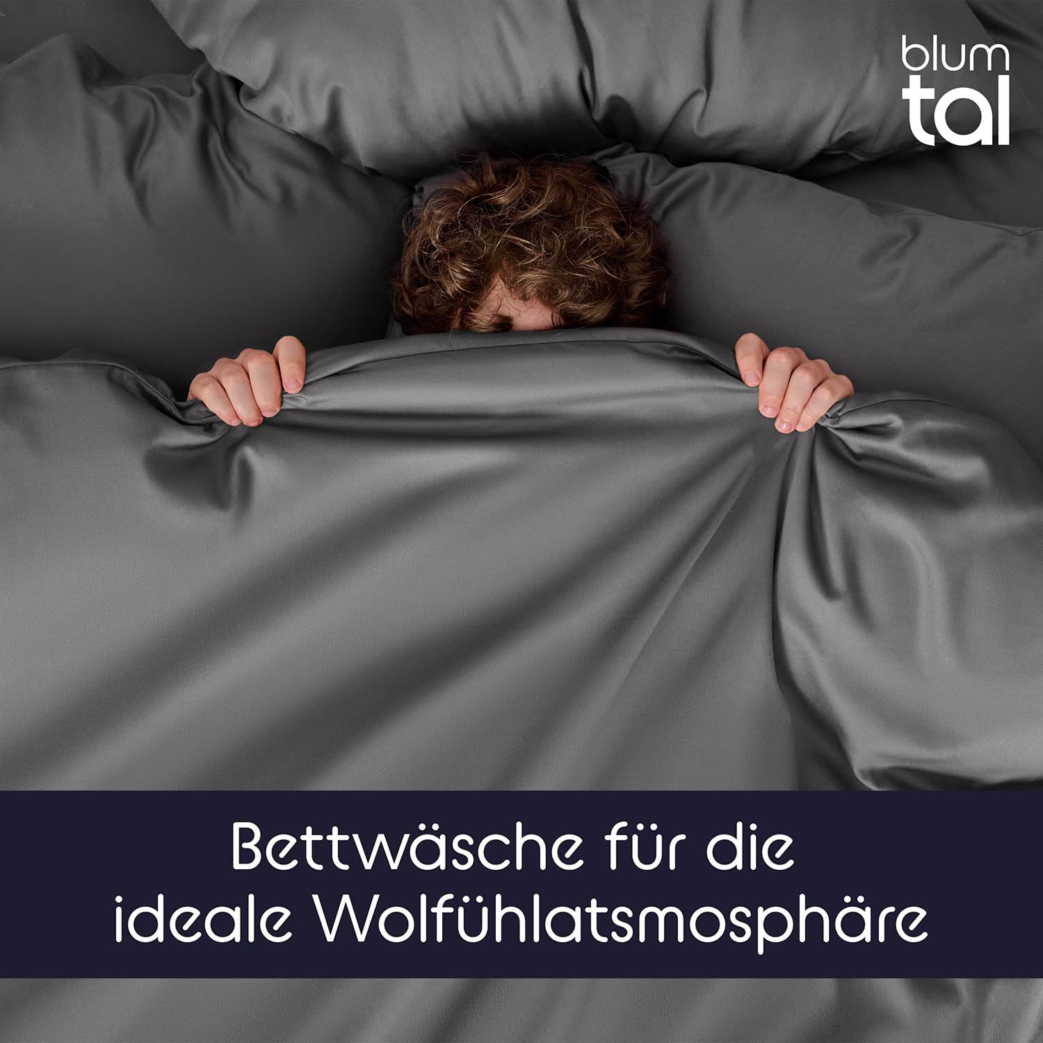 Blumtal Mako Satin Kissenbezug 80x80 Baumwolle Anthrazit - Kopfkissenbezüge aus 100% Baumwolle - Edle Glanzoptik & Reißverschluss