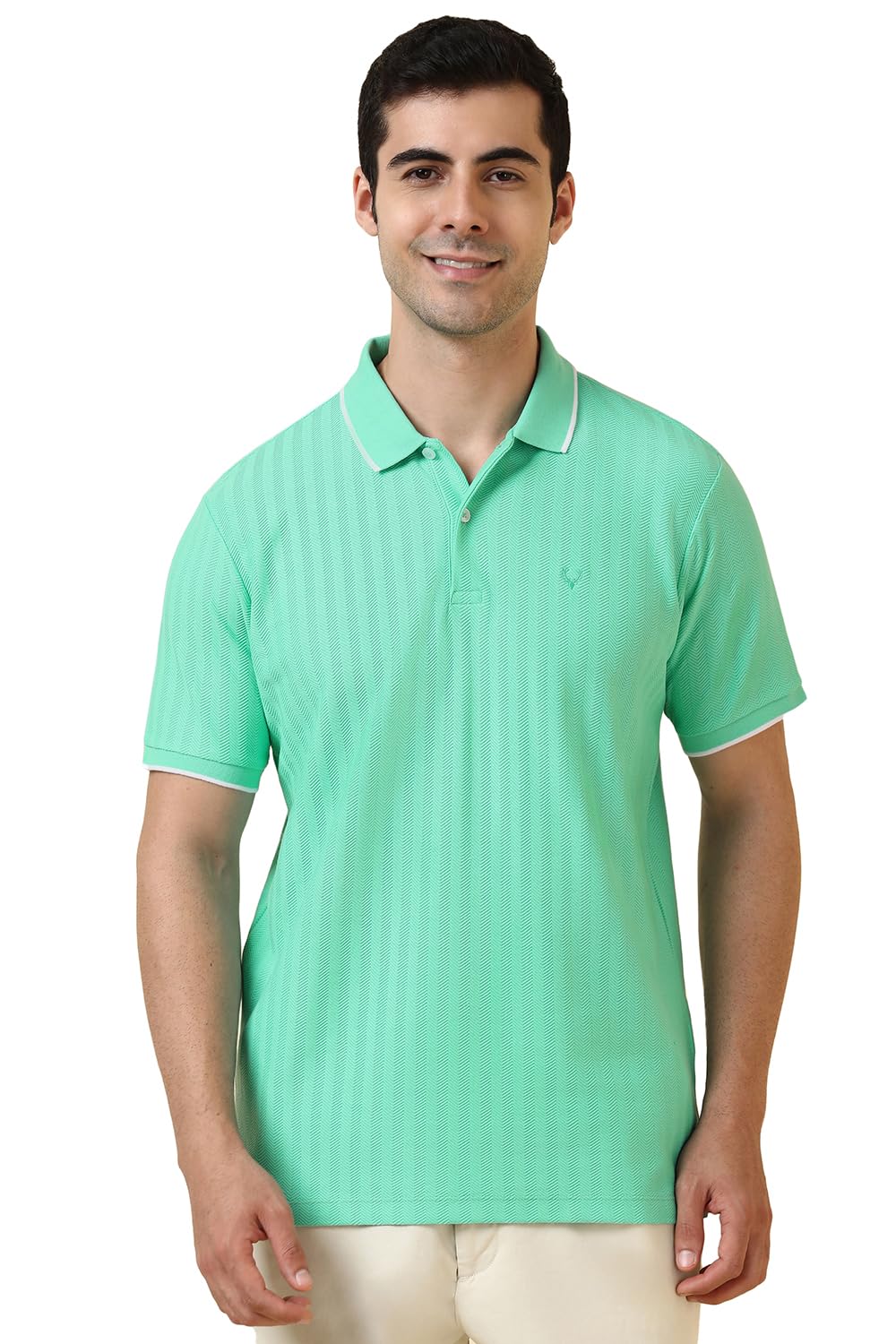 Allen Solly Men’s Regular Fit Solid Textured Herringbone Polo