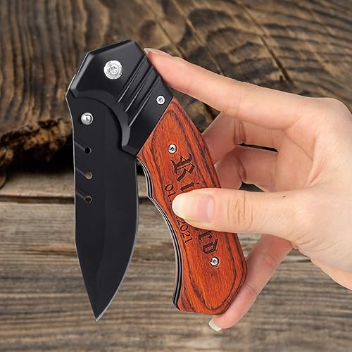 Miniatura 5 de Fodiyaer Cuchillo de bolsillo grabado personalizado para hombres, cuchillo con nombres personalizados, idea para papá, novio, él, marido, hijo, día