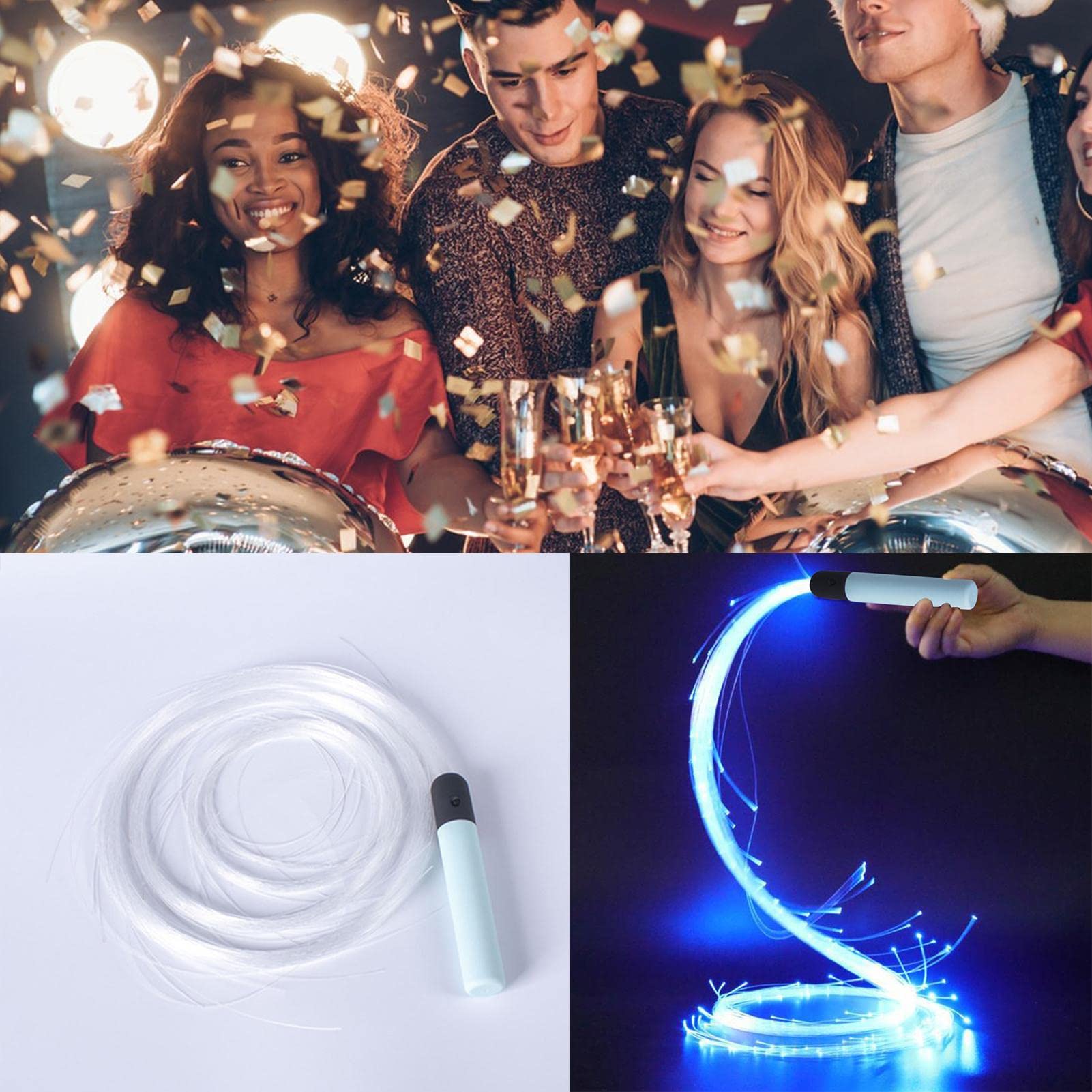 LOSOO Fruste LED | da Ballo Illuminati rotanti a 360 Gradi, con 4 modalità di Illuminazione variabili, fruste alimentate a Batteria riutilizzabili per concerti