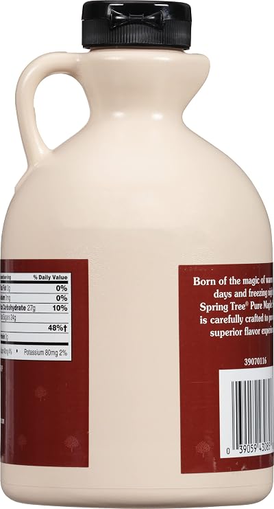 Spring Tree 100% Pure Maple Syrup, Grade A Amber Color, 32 Ounce