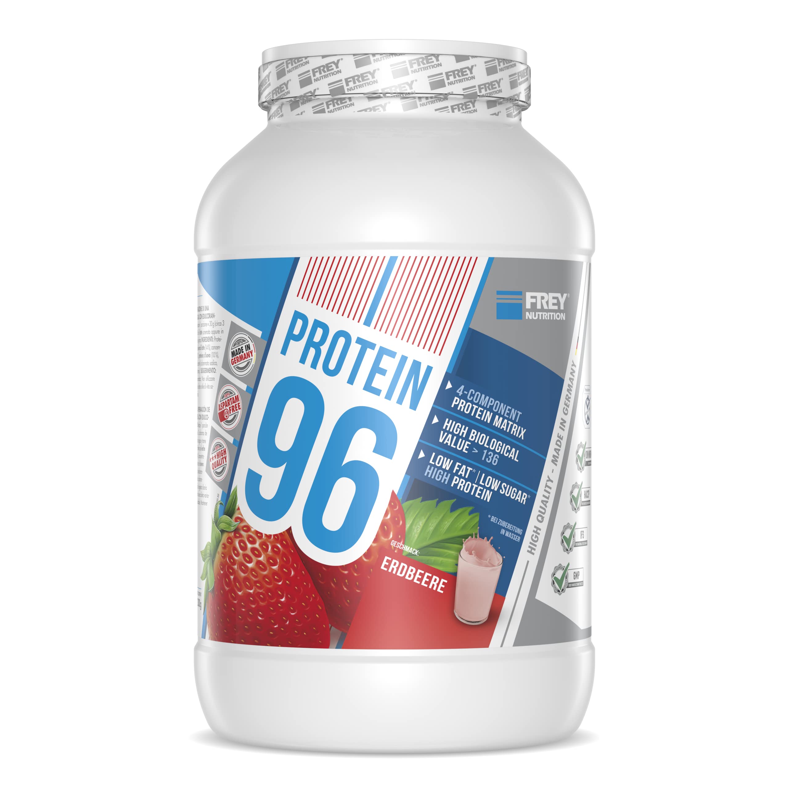 Frey Nutrition Protein 96 Erdbeer Dose, 1er Pack (1 x 2.3 kg)