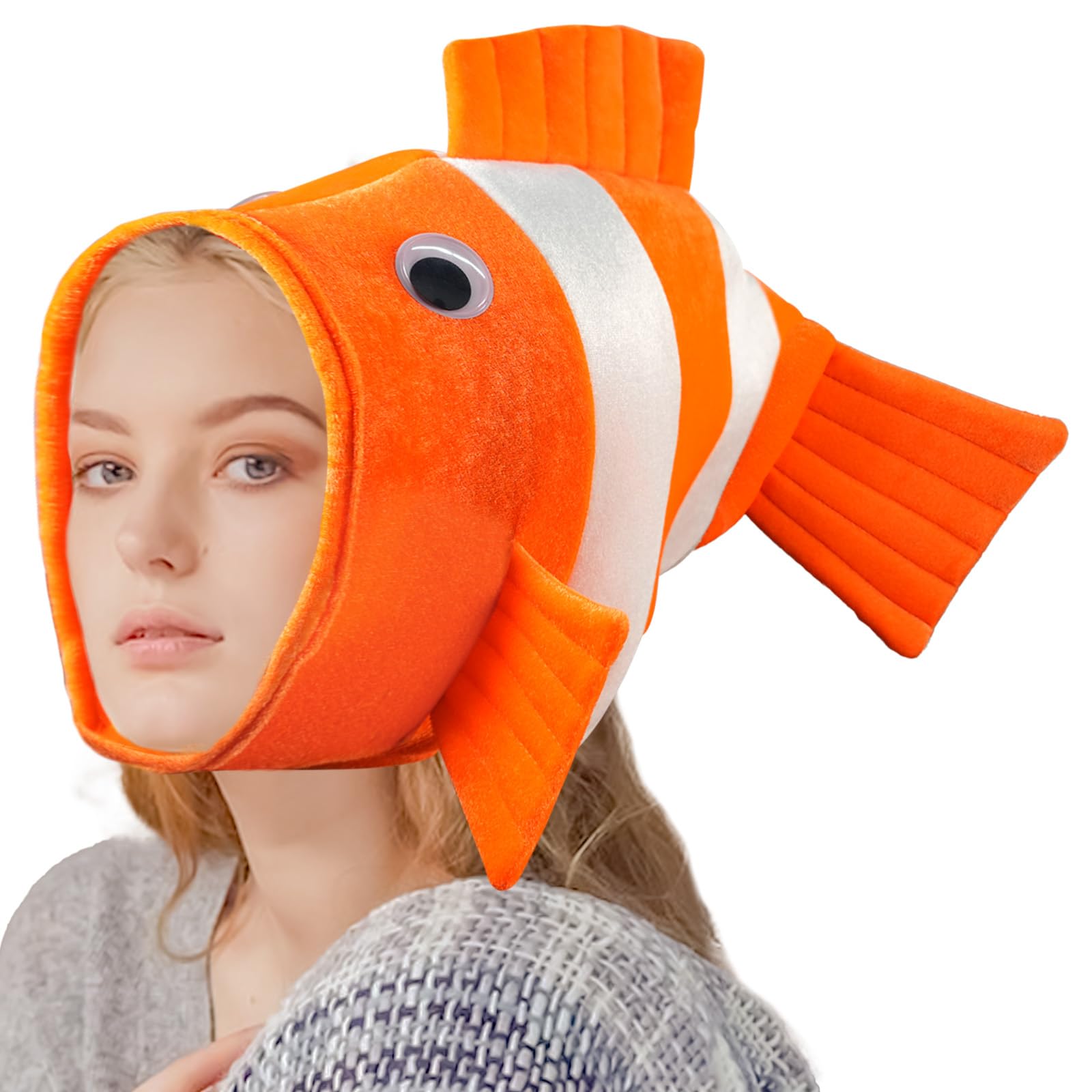 Jococs Orange Clown Fish Hat Clownfish Costume Plush pig Hats for Adults and Kids Roleplay Cosplay Halloween Accessories (orange)