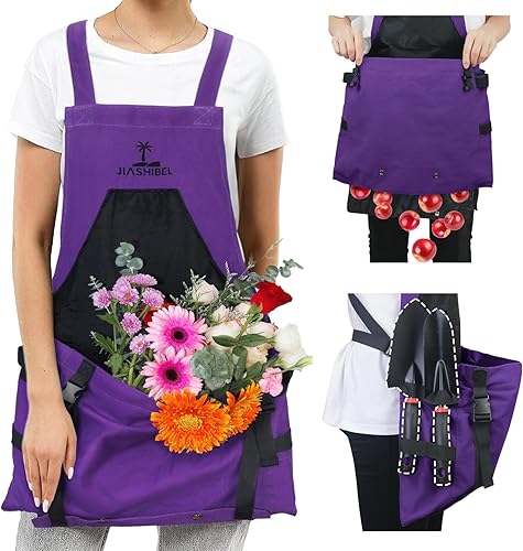 Delantal de jardinería con bolsillos para mujeres y hombres, delantal de jardín de lona ajustable con bolsillos de liberación rápida