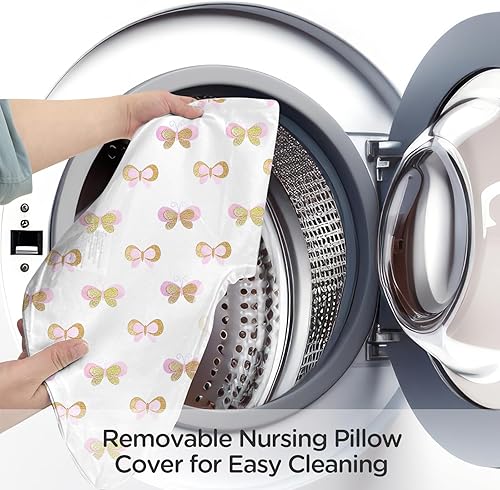 Miniatura 6 de Little Grape Land - Almohada de lactancia mejorada, lactancia materna y biberón durante 0 a 12 meses, funda suave lavable a máquina con relleno