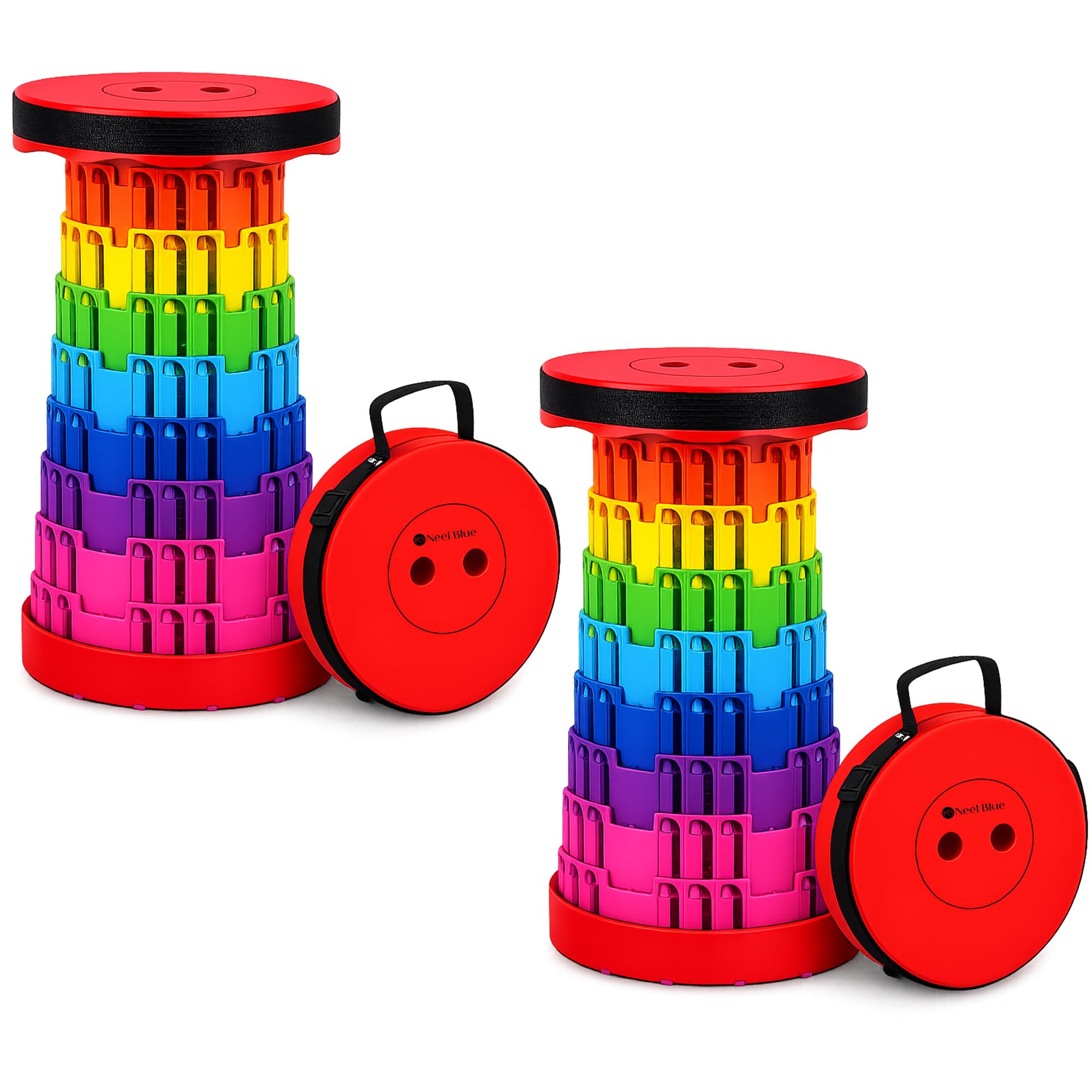 Trimming Shop Telescopic Folding Portable Stool 440lbs, Rainbow Red, 2pcs — image 1