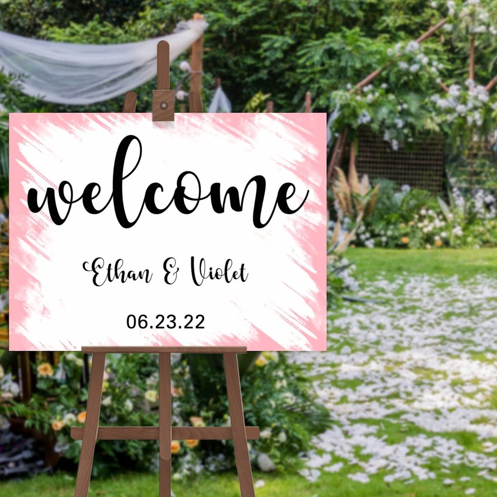 Panneau de bienvenue de mariage romantique pour célébrer votre amour avec vos proches