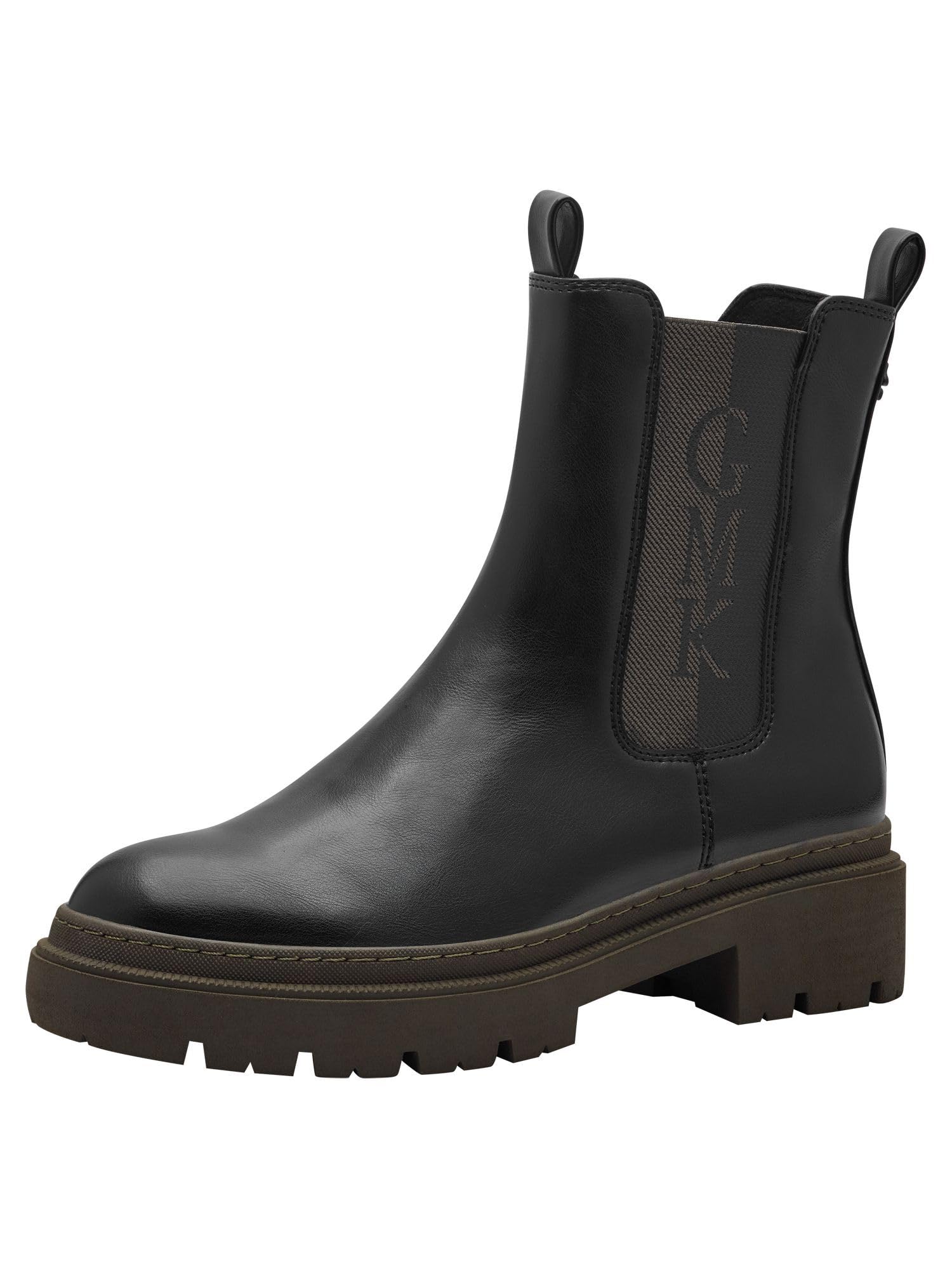 MARCO TOZZI by Guido Maria Kretschmer Women's Chelsea Boots with Platform with Zip, Black Khaki, 7 UK