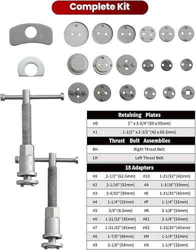 Miniatura 10 de ATPEAM Herramienta de compresión de pinza de freno de 24 piezas, kit de compresor de pinza de servicio pesado, herramienta de extensión de freno Azul