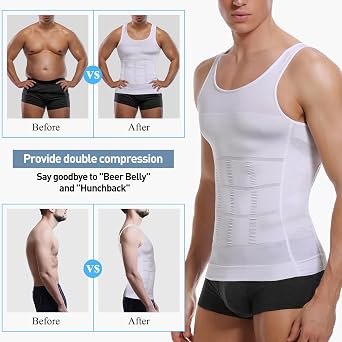 SLIMBELLE Men's Body Shaper Vest Slimming Vest Elastic Shapewear Compression Shirt for Men Slim Tummy Control Waist Trainer Shaper Tank Top