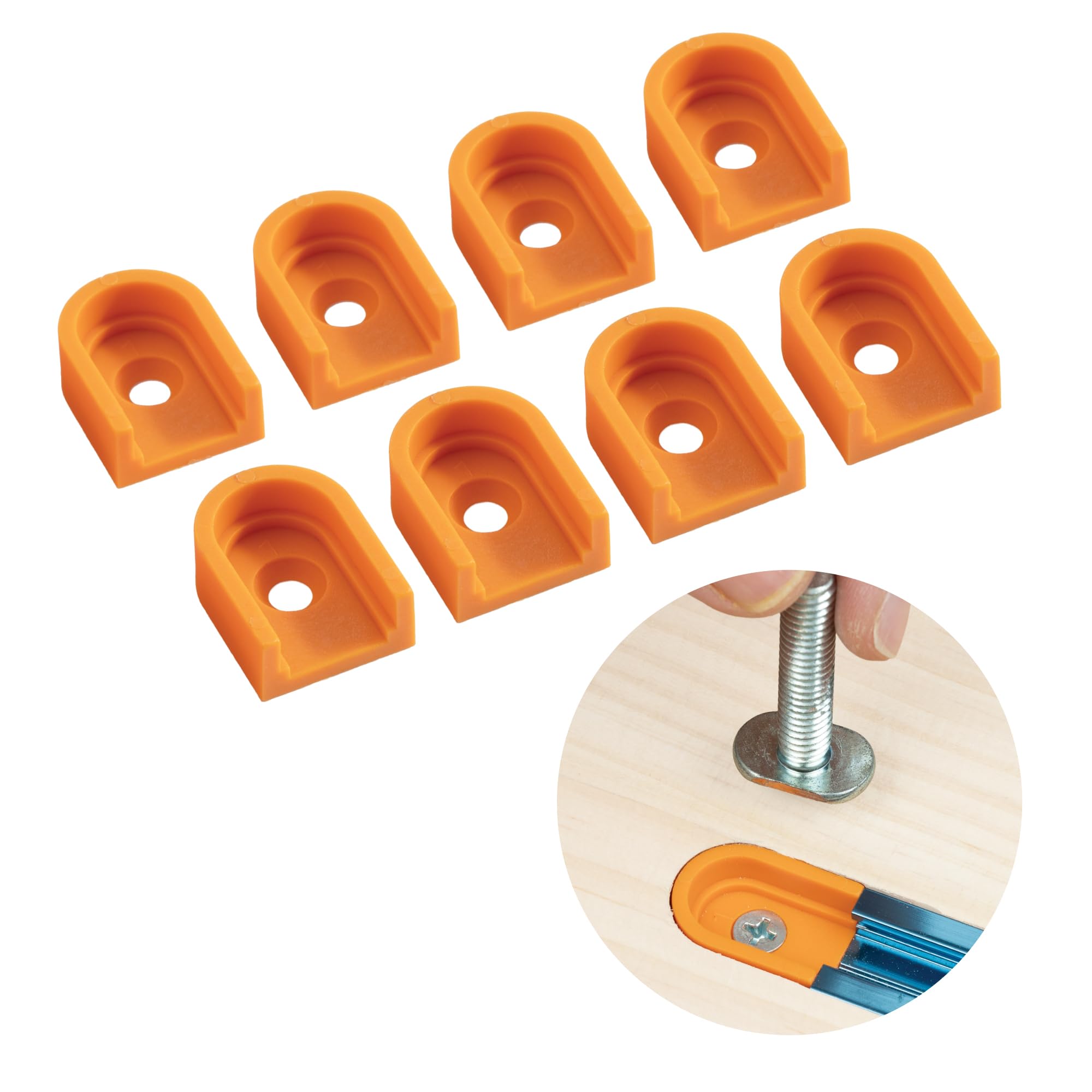 POWERTEC T-Track End Caps, Drop-in T-Track Channel Covers for 3/4" × 3/8" Grooves, Compatible with 1/4" &amp; 5/16" T-Bolts, Modular System for Jigs, Router Tables, and Workbenches, 8PK (72352)