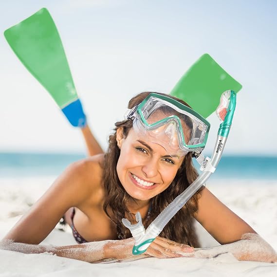 Snorkel Set Pano 3 Window Adult Snorkeling Gear, Professional Snorkel Goggles Anti-Fog Diving Mask, Anti-Leak Swim Goggles and Dry Top Snorkel for Diving, Snorkeling, Swimming