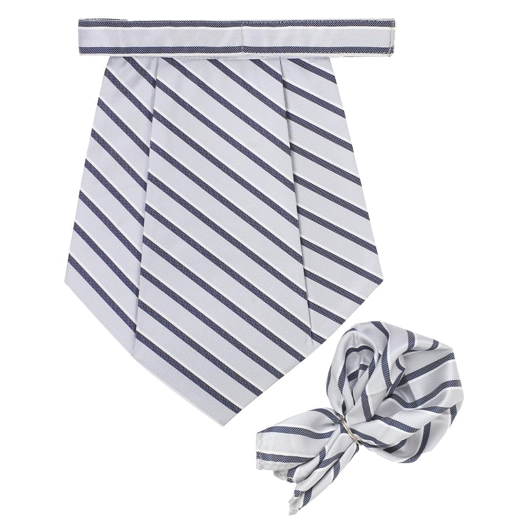 The Zebra Striped Grey Cravat & Pocket Square set