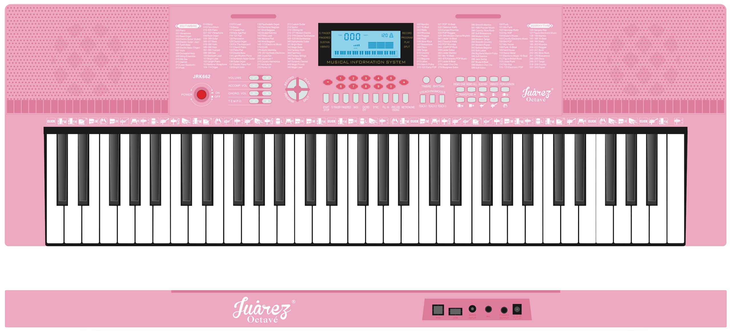 JUAREZ JRK663 61-Key Light-Up Piano Electronic Keyboard