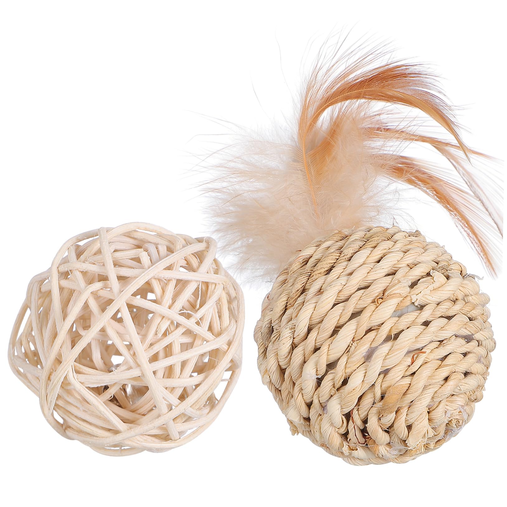 LIOOBO 2pcs Cat Rattan Balls with Bells Interactive Play Balls for Kittens Chew Scratch Fun Corn Braid for Cats