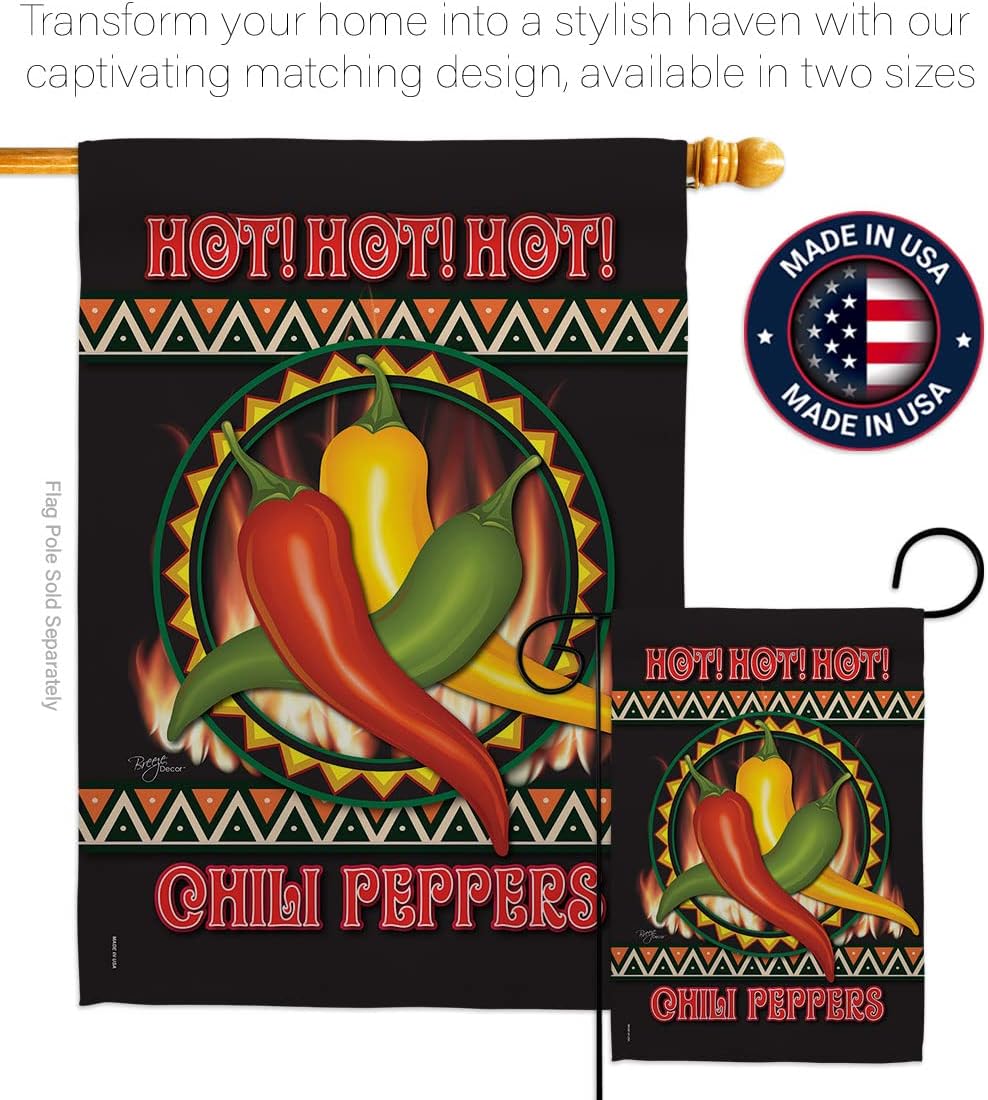 Breeze Decor - Chili Peppers Food - Everyday Vegetable Impressions Decorative Vertical Garden Flag 13" x 18.5" Printed in USA