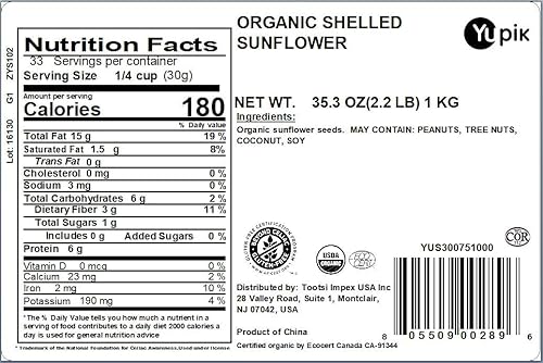 Miniatura 7 de Yupik Semillas de girasol crudas orgánicas 22 libras sin OMG veganas sin gluten