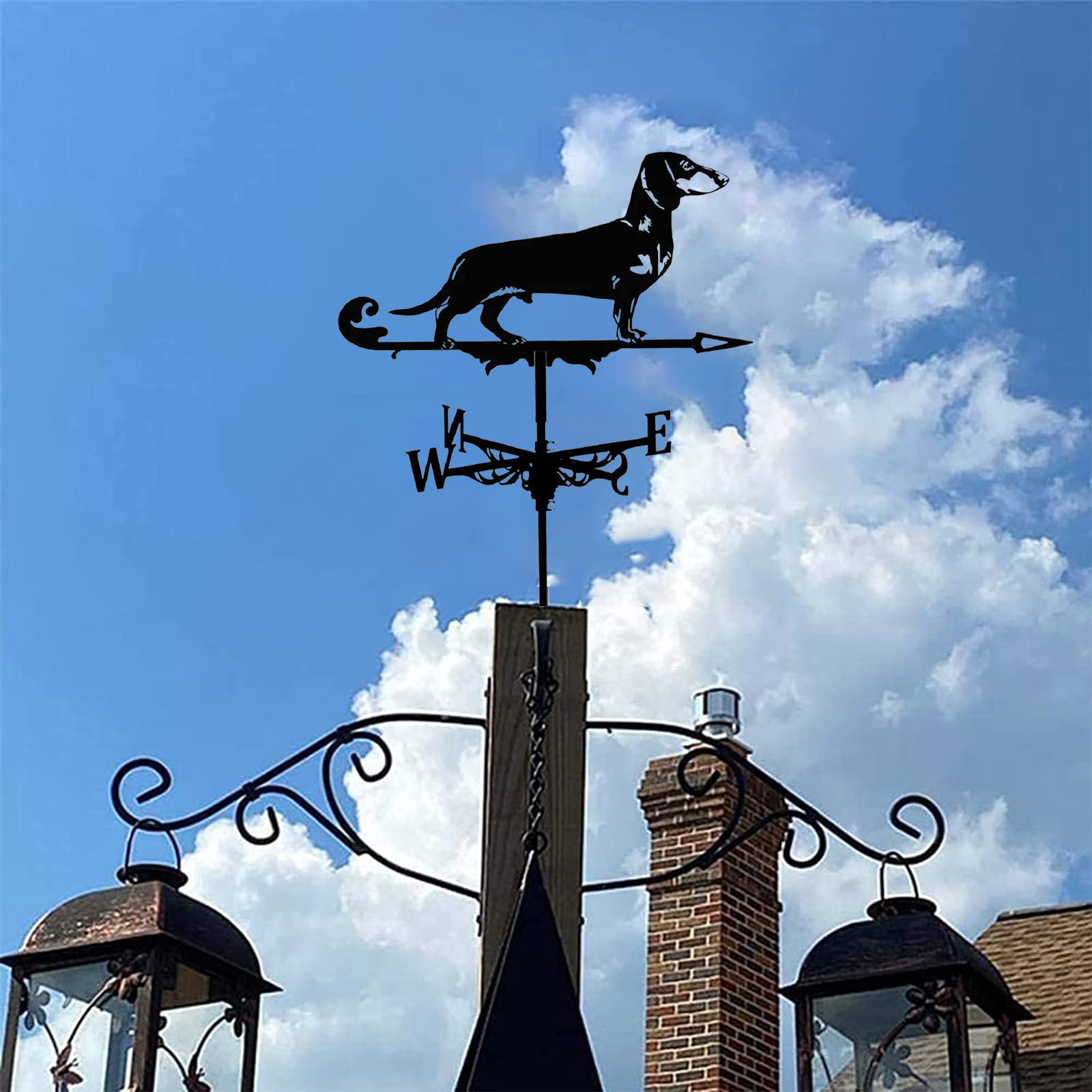 Weather Vane Bulldog Dog Roof Mount Weathervane Stainless Steel Weathercock Windblown Direction Indicator For Outdoor Animal Bracket Decor Craft