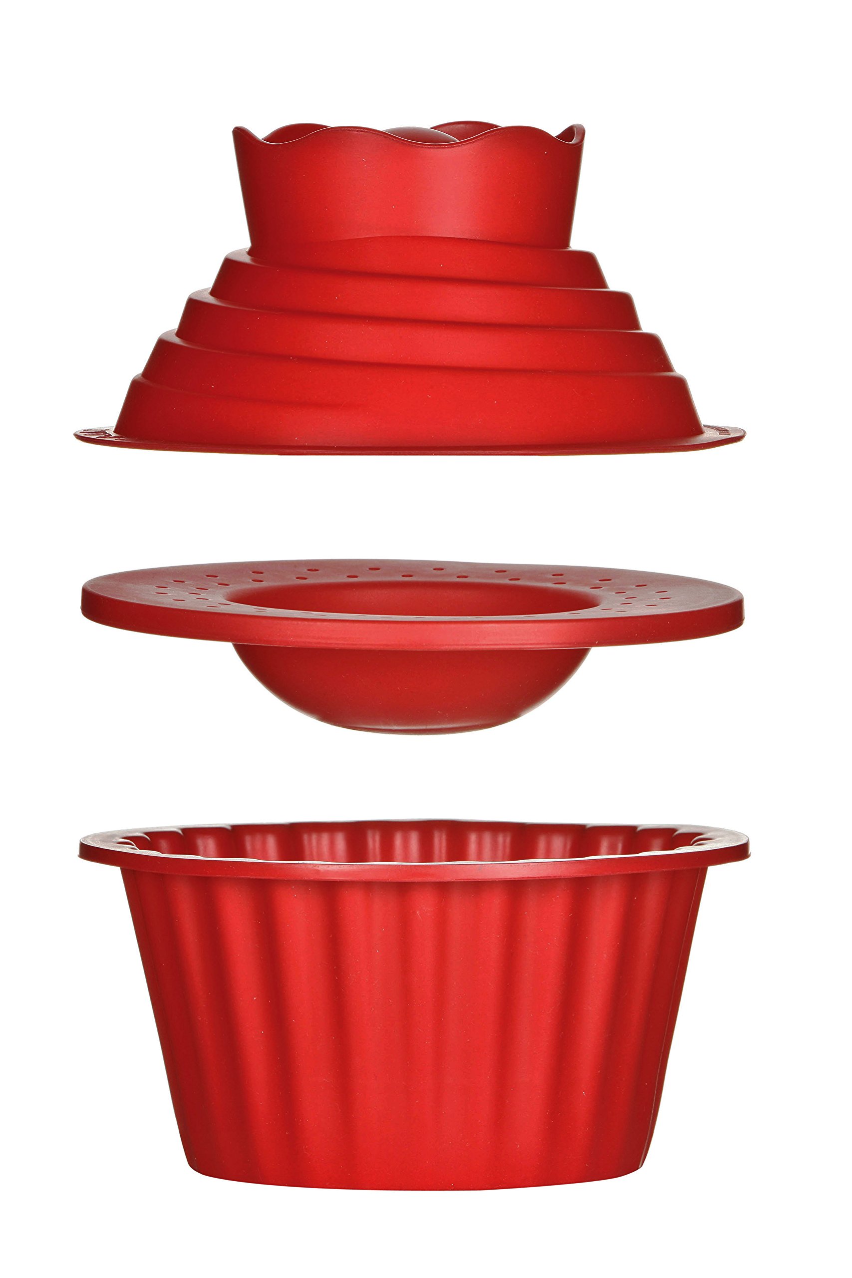 Premier Housewares 0104500 Moule à Gâteau Géant de 3 Pièces en Silicone Rouge